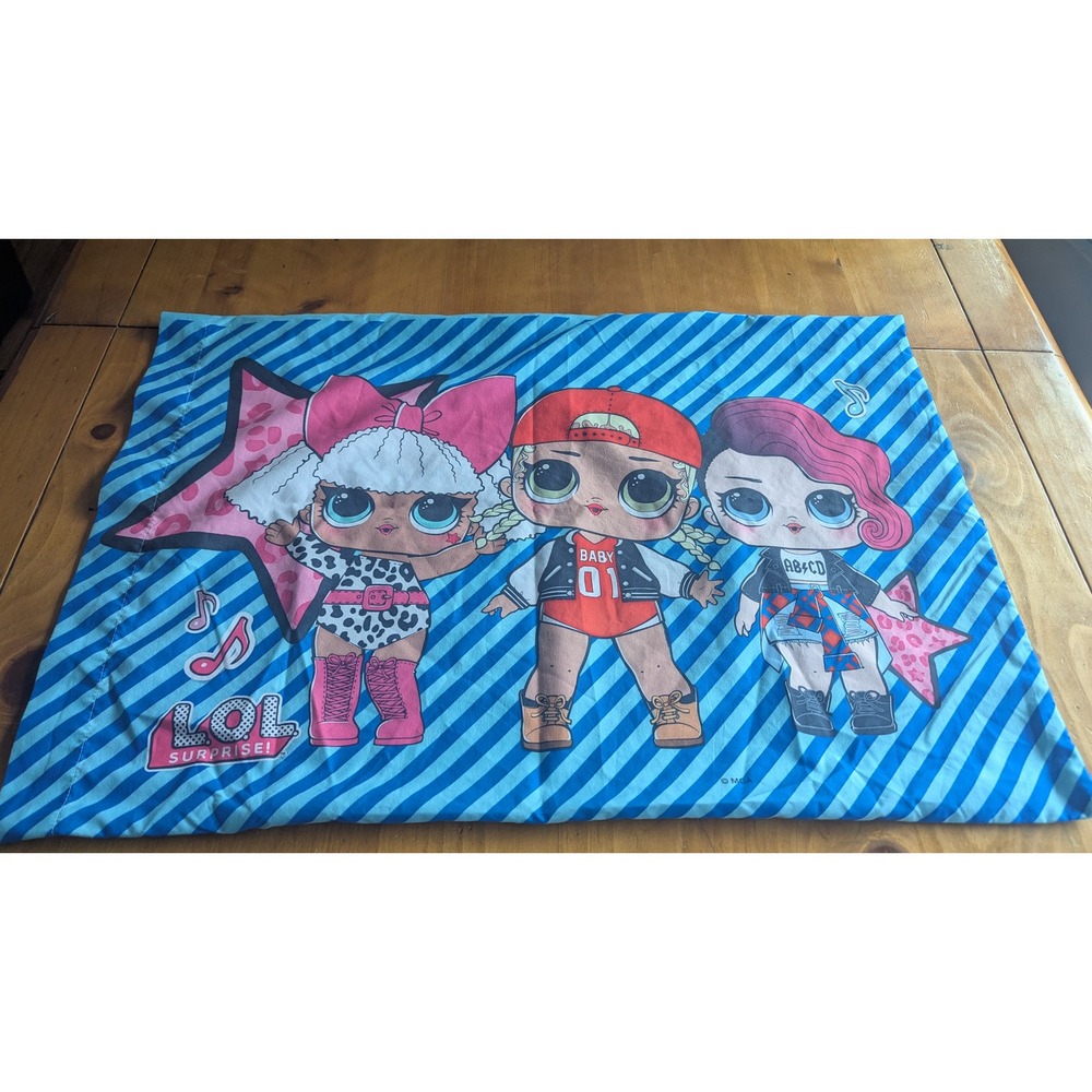 LOL‎ Surprise Rock On Reversible Pillowcase Blue Pink Kids Standard Bedding MGA